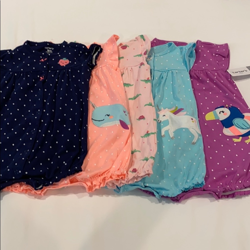 Bundle of 5 Carter’s baby girls rompers size 18m